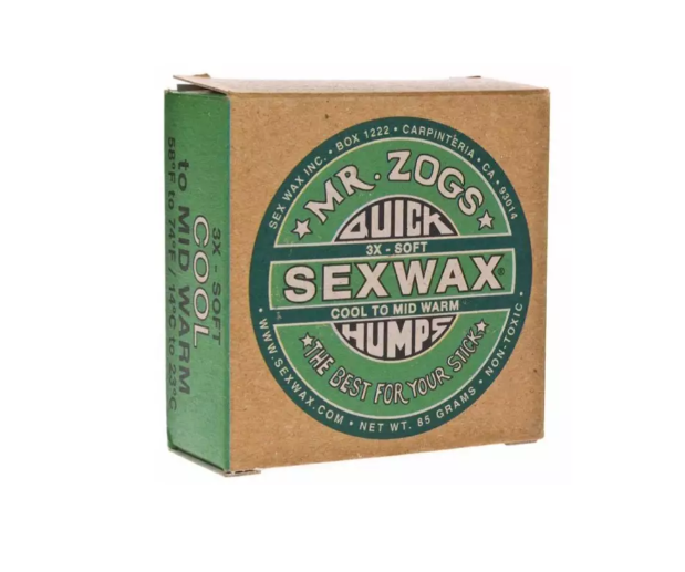 Caja de cera de surf Mr. Zogs Sex Wax Quick Humps en versión 3X-Soft para agua fría y templada