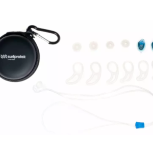 Kit de tapones para oídos Surfprotek con funda, cable y diferentes tallas de almohadillas para surfistas